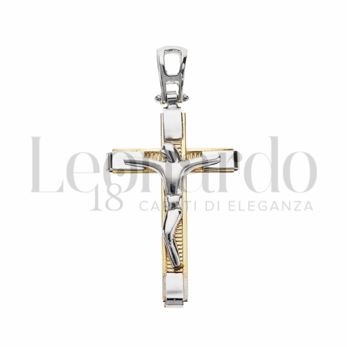 Modello Con Cristo Stilizzato in Oro Giallo e Oro Bianco da 2,1gr.