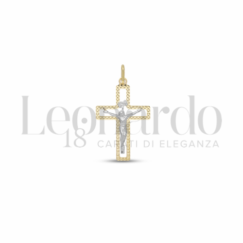 Modello Con Cristo e Lastra Traforata in Oro Giallo e Oro Bianco da 0,9gr.