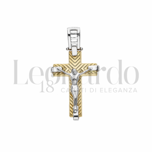 Modello Con Cristo in Oro Giallo e Oro Bianco da 3gr.