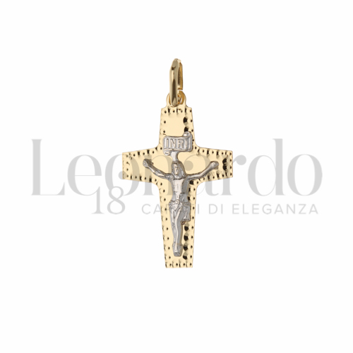 Modello Con Cristo in Oro Giallo e Oro Bianco da 1,1gr.