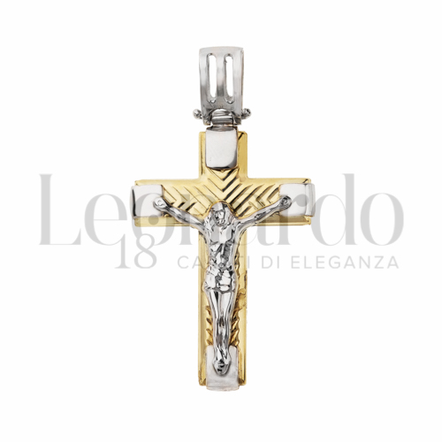 Modello Con Cristo in Oro Giallo e Oro Bianco da 4,3gr.