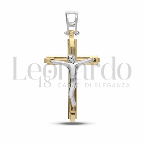 Modello Con Cristo Stilizzato in Oro Giallo e Oro Bianco da 1,8gr.