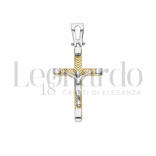 Modello Con Cristo in Oro Giallo e Oro Bianco da 2,2gr.