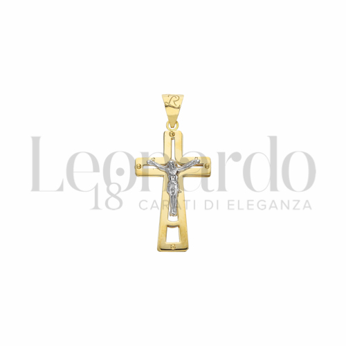 Modello Con Cristo in Oro Giallo e Oro Bianco da 1,3gr.