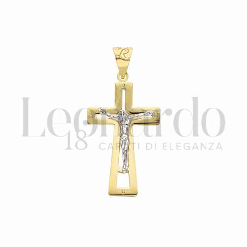Modello Con Cristo in Oro Giallo e Oro Bianco da 3gr.