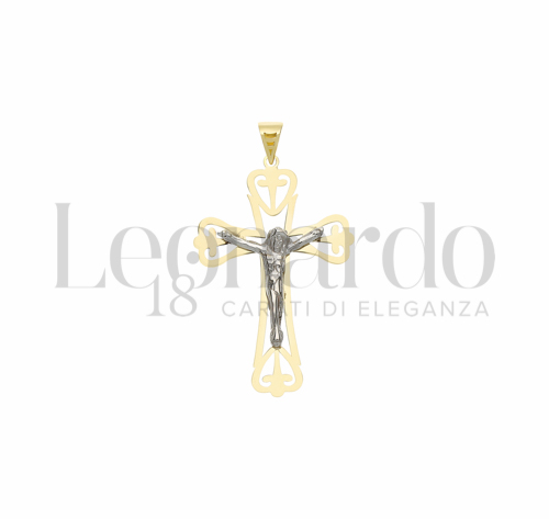 Modello Con Cristo e Lastra Traforata in Oro Giallo e Oro Bianco da 1,3gr.