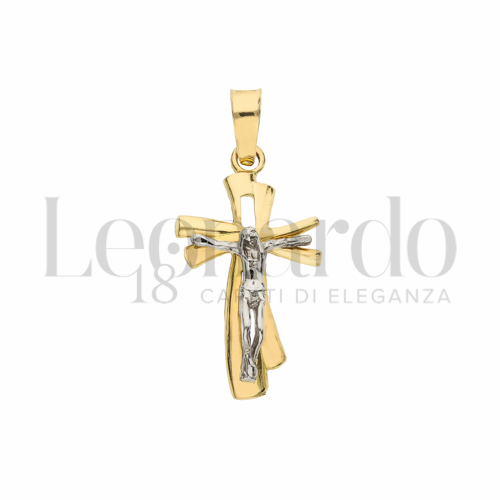 Modello Con Cristo in Oro Giallo e Oro Bianco da 2,8gr.