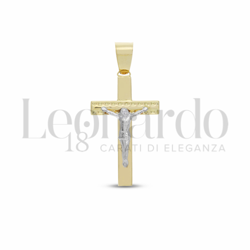 Modello Con Cristo Stilizzato in Oro Giallo e Oro Bianco da 2,9gr.