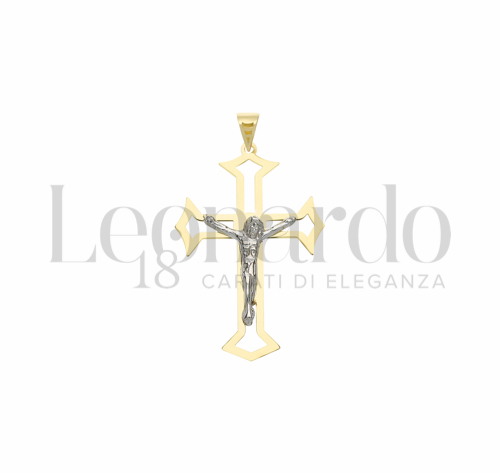 Modello Con Cristo e Lastra Traforata in Oro Giallo e Oro Bianco da 1,3gr.