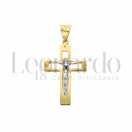 Modello Con Cristo in Oro Giallo e Oro Bianco da 3,1gr.
