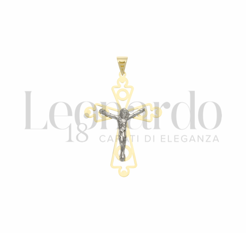 Modello Con Cristo e Lastra Traforata in Oro Giallo e Oro Bianco da 1,2gr.