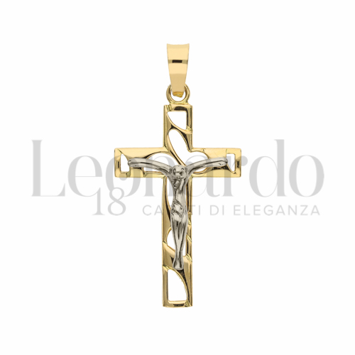 Modello Con Cristo in Oro Giallo e Oro Bianco da 3,1gr.