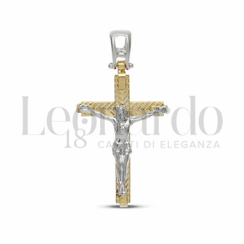 Modello Con Cristo in Oro Giallo e Oro Bianco da 2gr.