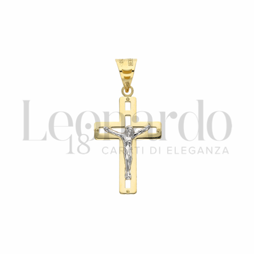 Modello Con Cristo in Oro Giallo e Oro Bianco da 2,4gr.