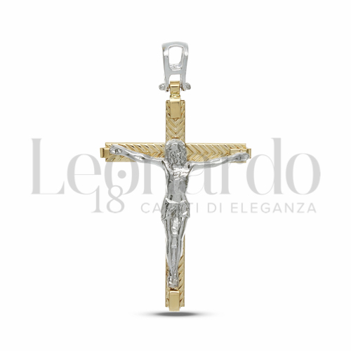 Modello Con Cristo in Oro Giallo e Oro Bianco da 2,3gr.
