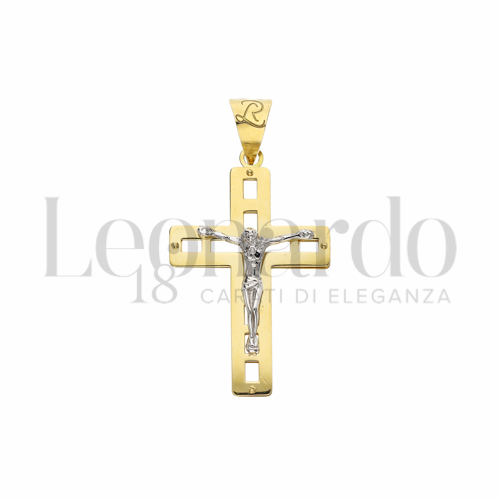 Modello Con Cristo in Oro Giallo e Oro Bianco da 3,1gr.