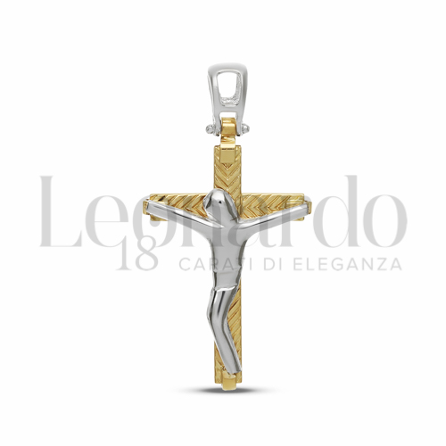 Modello Con Cristo Stilizzato in Oro Giallo e Oro Bianco da 1,9gr.