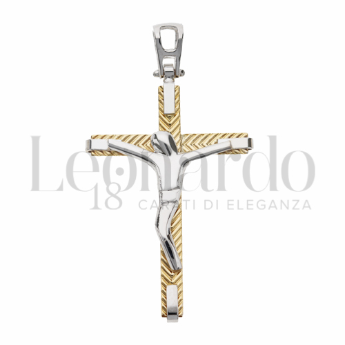 Modello Con Cristo Stilizzato in Oro Giallo e Oro Bianco da 2,2gr.
