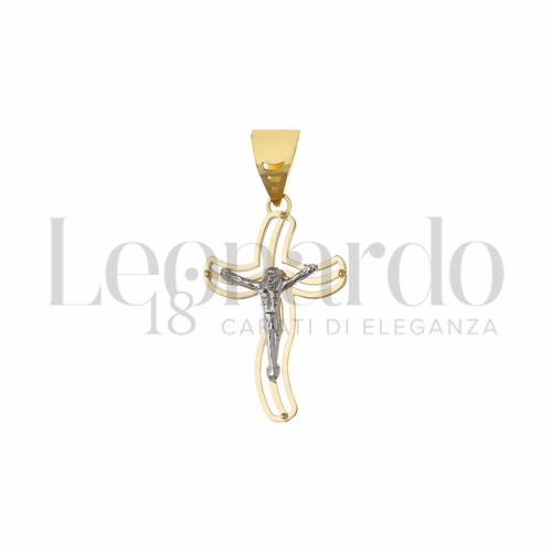 Modello Con Cristo in Oro Giallo e Oro Bianco da 2gr.