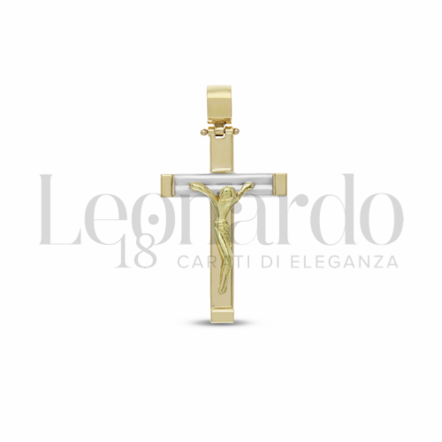 Modello Con Cristo Stilizzato in Oro Giallo e Oro Bianco da 2,8gr.