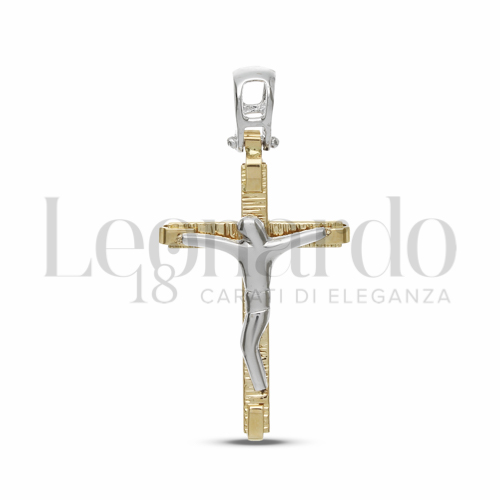 Modello Con Cristo Stilizzato in Oro Giallo e Oro Bianco da 1,9gr.