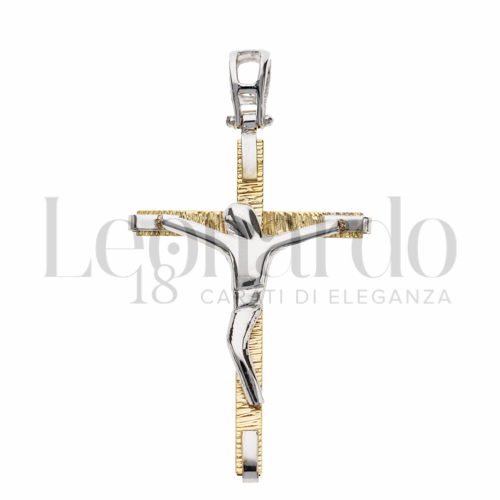 Modello Con Cristo Stilizzato in Oro Giallo e Oro Bianco da 2,4gr.