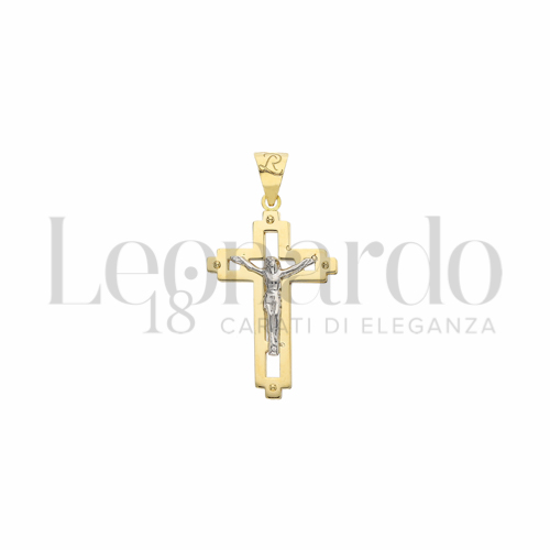 Modello Con Cristo in Oro Giallo e Oro Bianco da 1,3gr.