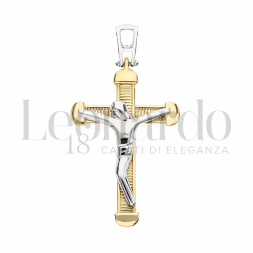 Modello Con Cristo Stilizzato in Oro Giallo e Oro Bianco da 2,7gr.