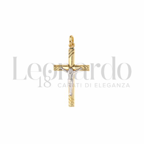 Modello Con Cristo in Oro Giallo e Oro Bianco da 1,3gr.