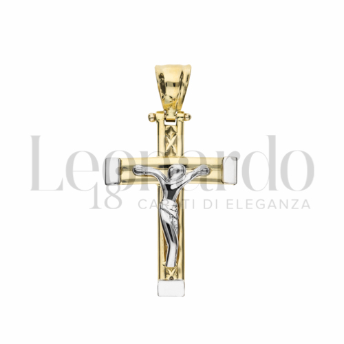 Modello Con Cristo in Oro Giallo e Oro Bianco da 2,4gr.