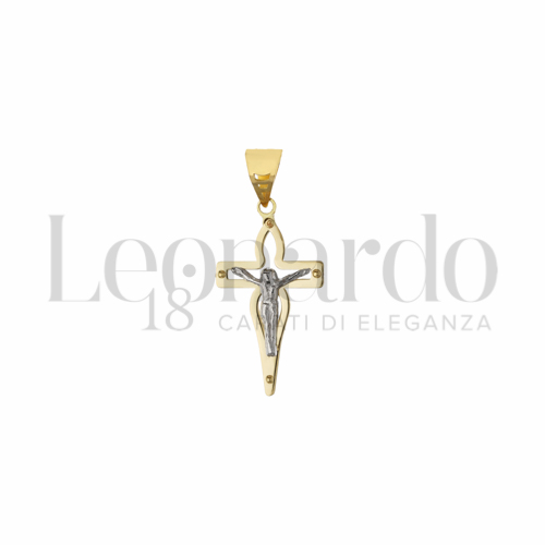 Modello Con Cristo in Oro Giallo e Oro Bianco da 1,1gr.