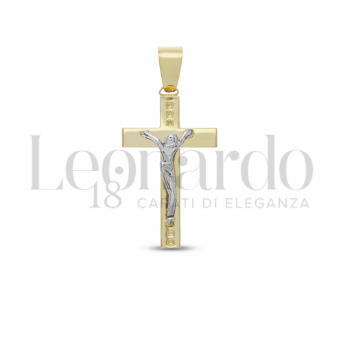Modello Con Cristo Stilizzato in Oro Giallo e Oro Bianco da 3,2gr.