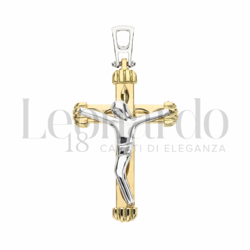 Modello Con Cristo Stilizzato in Oro Giallo e Oro Bianco da 2,7gr.
