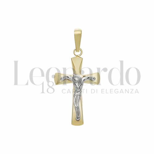 Modello Con Cristo Stilizzato in Oro Giallo e Oro Bianco da 2,2gr.
