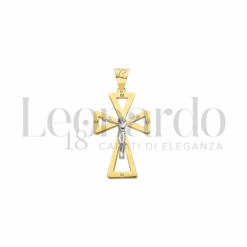Modello Con Cristo in Oro Giallo e Oro Bianco da 1,3gr.