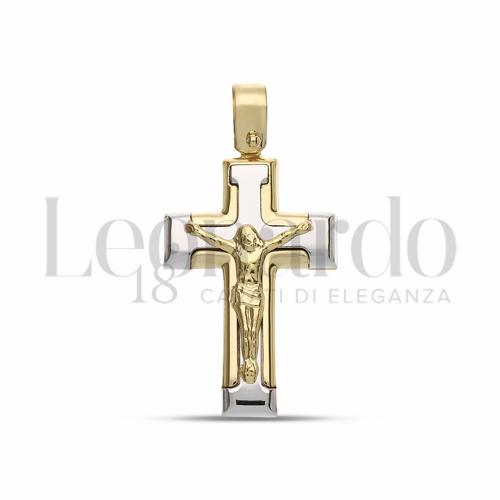 Modello Con Cristo in Oro Giallo e Oro Bianco da 2,2gr.