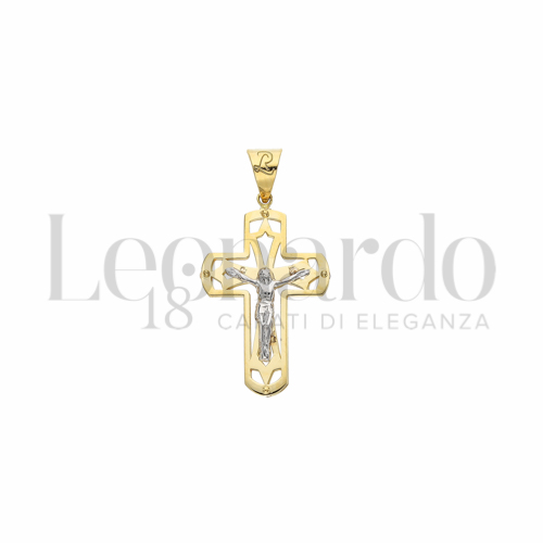 Modello Con Cristo in Oro Giallo e Oro Bianco da 1,3gr.