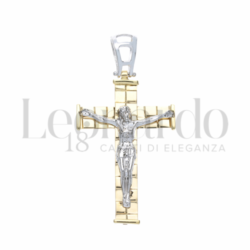 Modello Con Cristo in Oro Giallo e Oro Bianco da 3,3gr.