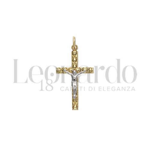 Modello Con Cristo in Oro Giallo e Oro Bianco da 1,3gr.