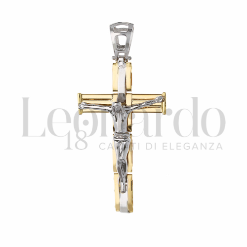 Modello Con Cristo in Oro Giallo e Oro Bianco da 5gr.