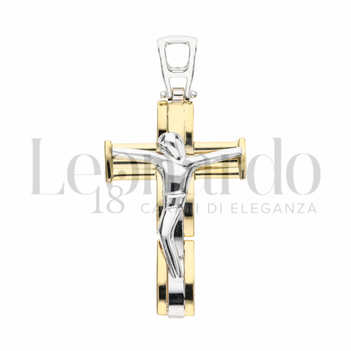 Modello Con Cristo Stilizzato in Oro Giallo e Oro Bianco da 3,3gr.