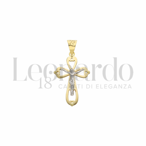 Modello Con Cristo in Oro Giallo e Oro Bianco da 1,1gr.