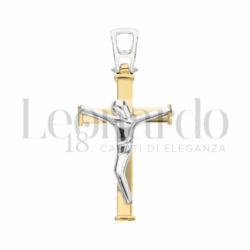 Modello Con Cristo Stilizzato in Oro Giallo e Oro Bianco da 3,2gr.