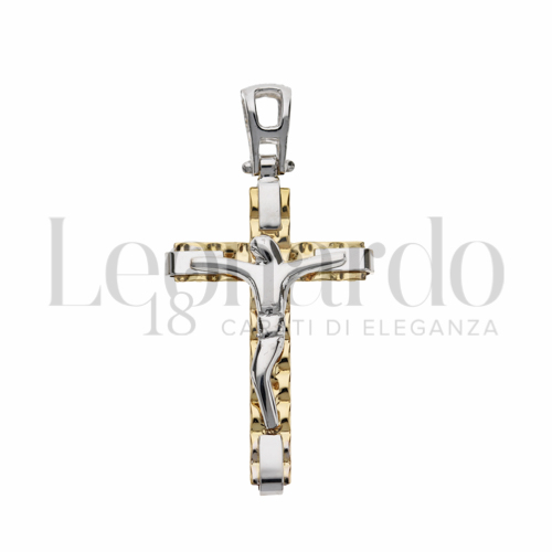 Modello Con Cristo Stilizzato in Oro Giallo e Oro Bianco da 1,9gr.