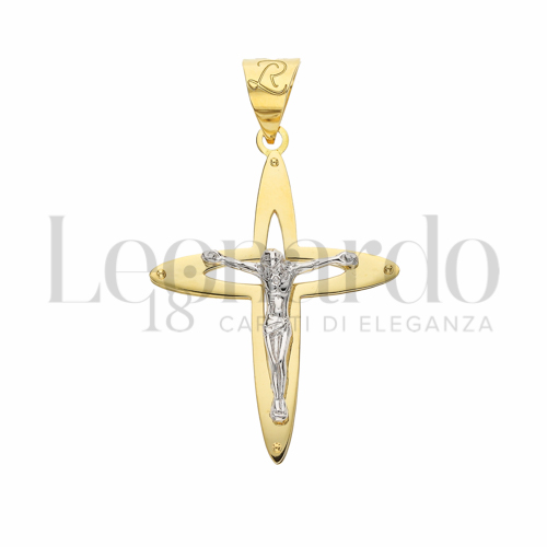 Modello Con Cristo in Oro Giallo e Oro Bianco da 2,6gr.