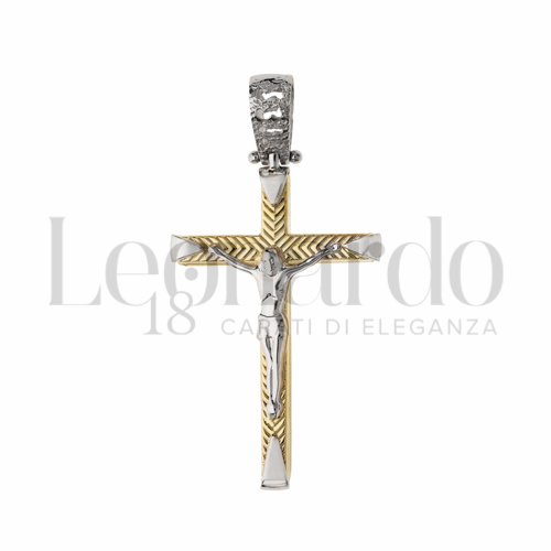 Modello Con Cristo in Oro Giallo e Oro Bianco da 2,4gr.