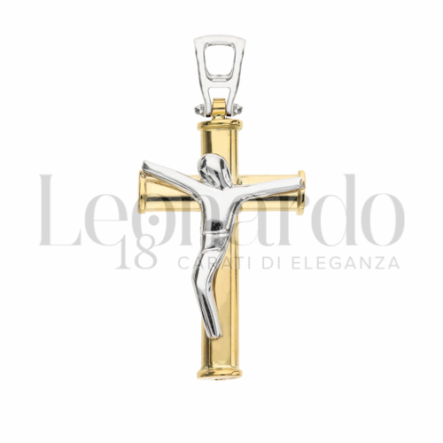 Modello Con Cristo Stilizzato in Oro Giallo e Oro Bianco da 2,5gr.