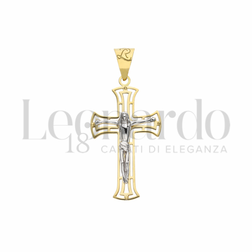 Modello Con Cristo in Oro Giallo e Oro Bianco da 2,8gr.
