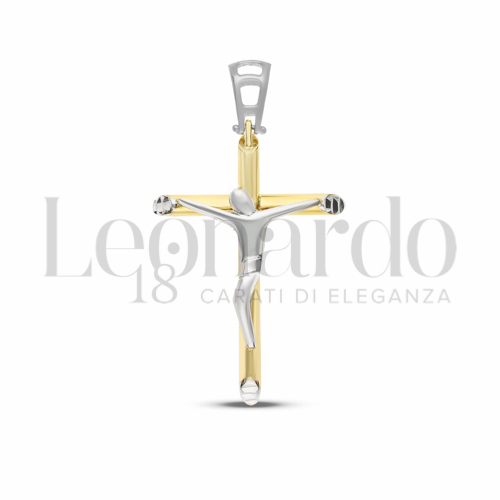 Modello Con Cristo Stilizzato in Oro Giallo e Oro Bianco da 3,9gr.
