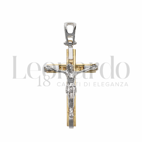 Modello Con Cristo in Oro Giallo e Oro Bianco da 2gr.